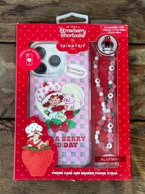 NEW Skinnydip x Strawberry Shortcake Pink Phone Case with Beaded Strap